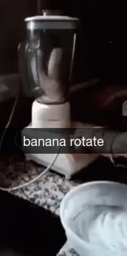 A Person Is Using A Blender With The Words Banana Rotate Written On It GIF