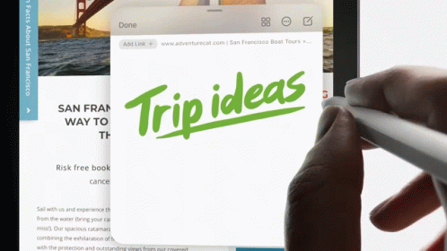 A Person Is Using A Pen To Write Trip Ideas On A Screen GIF