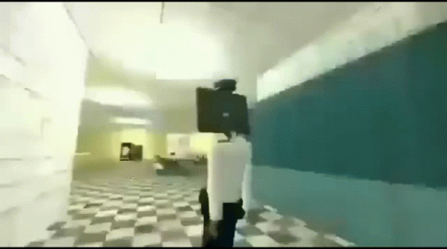 A Person Is Walking Down A Hallway In A Video Game With A Gun In Their Hand . GIF