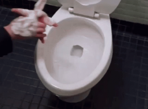 A Person Is Washing Their Hands On A Toilet GIF