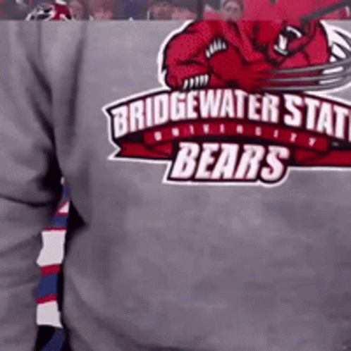 A Person Is Wearing A Bridgewater State Bears Shirt GIF