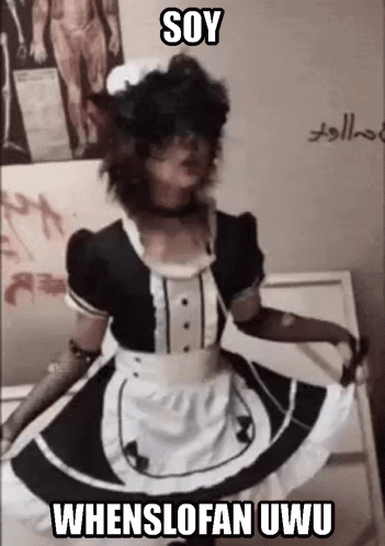 A Person Is Wearing A Maid Costume And Dancing In A Room . GIF
