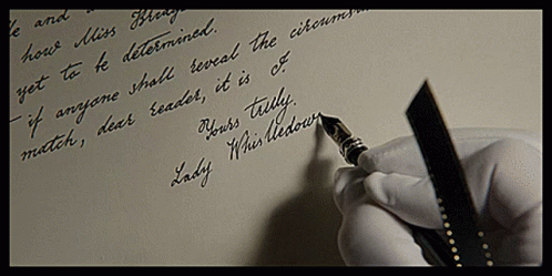 A Person Is Writing A Letter With A Fountain Pen That Says Lady GIF