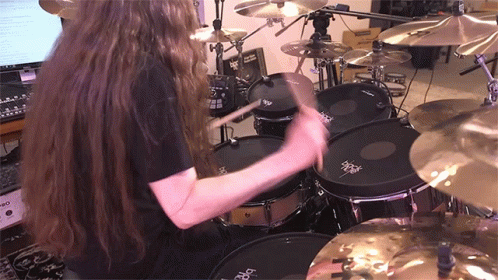 Person Playing Drum Set With Drums Text GIF