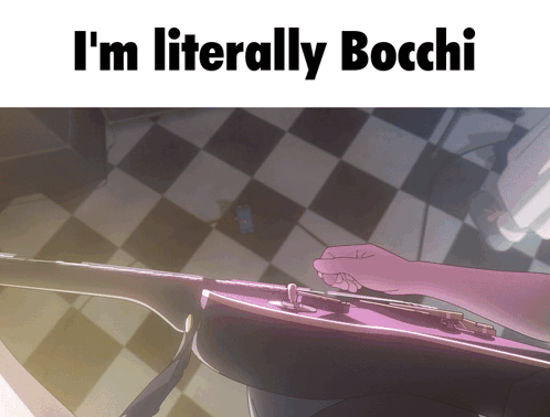 A Person Playing A Guitar With The Words I 'M Literally Bocchi GIF