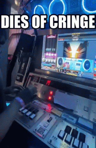 A Person Playing A Video Game With The Words Dies Of Cringe Written Above Them GIF