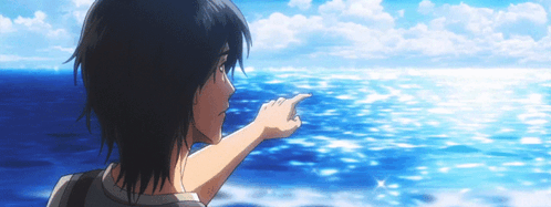 A Person Pointing At A Body Of Water With Their Finger GIF