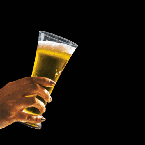 A Person Pouring Beer Into A Glass With The Words International Beer Day Behind Them GIF