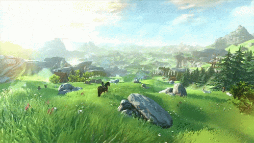 A Person Riding A Horse In A Lush Green Field GIF