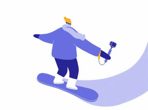 A Person Riding A Snowboard With A Camera Attached To Their Arm GIF