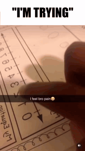 A Person 'S Finger Is Pointing At A Graph That Says " I 'M Trying " On It GIF