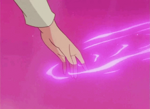 A Person 'S Hand Is Reaching Out To Touch A Pink Surface GIF
