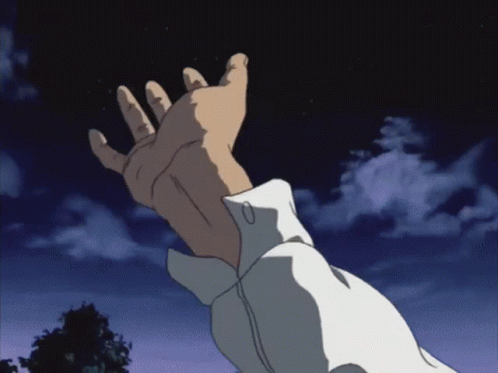 A Person 'S Hand Is Reaching Out Towards The Night Sky GIF