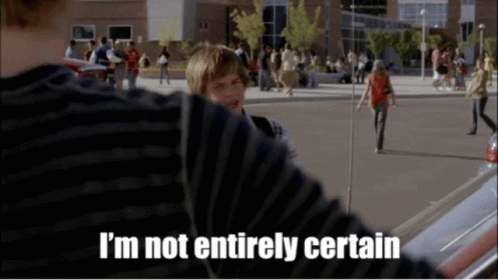 a person says i 'm not entirely certain in front of a crowd