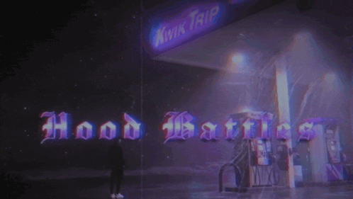 A Person Standing In Front Of A Kwik Trip That Says Hood Battles GIF
