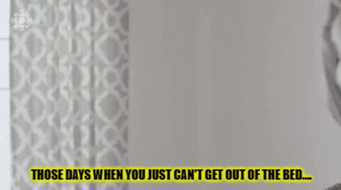 A Person Standing In Front Of A Shower Curtain With The Words Those Days GIF