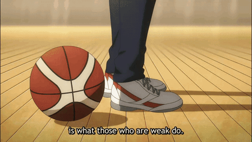 A Person Standing Next To A Basketball With The Words Is What Those Who Are Weak Do Below Them GIF