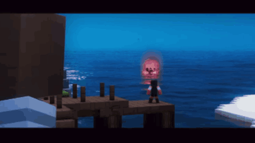 A Person Standing On A Dock In Front Of A Boat In The Ocean GIF
