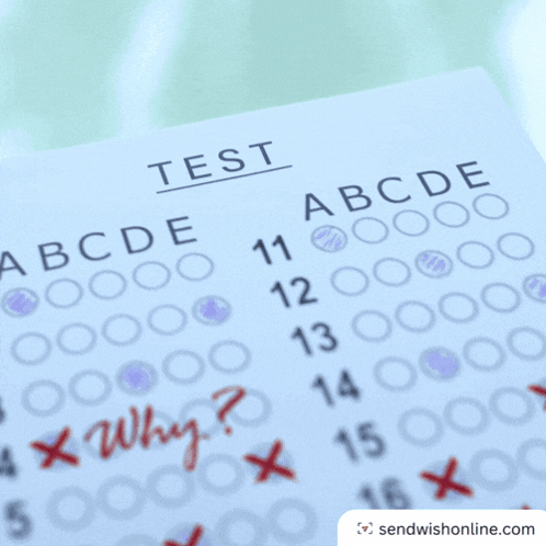 A Person Taking A Test With Why Written On It GIF