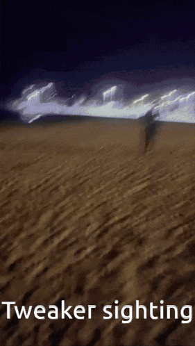 A Person Walking On A Beach With The Words Tweaker Sighting GIF