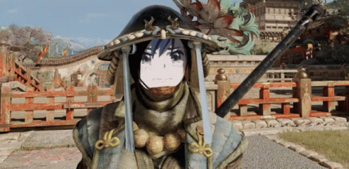 A Person Wearing A Hat And A Scarf Has A White Face On Their Head GIF