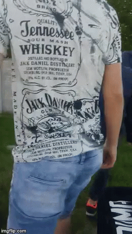 A Person Wearing A Jack Daniels Whiskey T-Shirt GIF