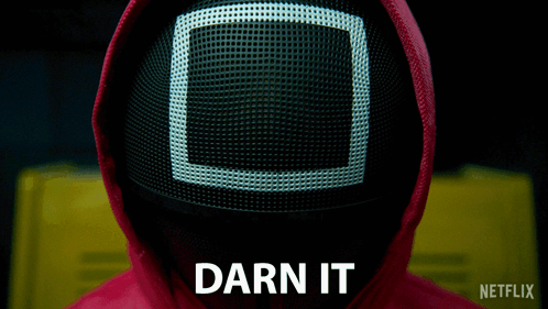 A Person Wearing A Mask With The Word Darn It On It GIF