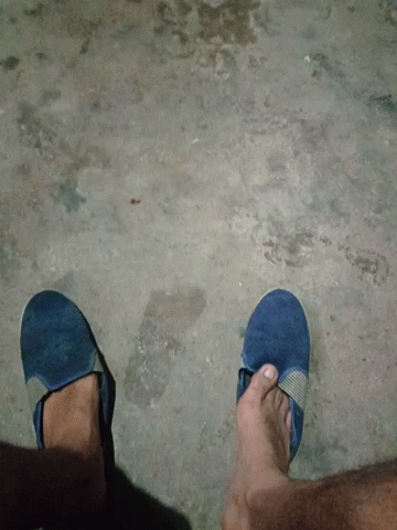 A Person Wearing A Pair Of Blue Shoes GIF