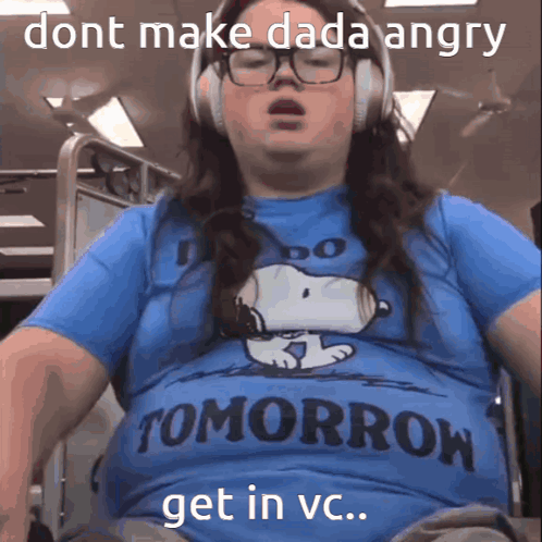 A Person Wearing A Snoopy Shirt That Says Tomorrow Get In Vc GIF