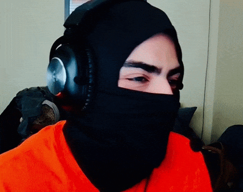 A Person Wearing Headphones And A Black Mask GIF