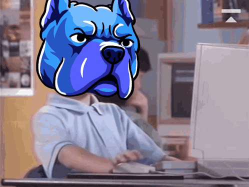 A Person With A Blue Dog On Their Head GIF