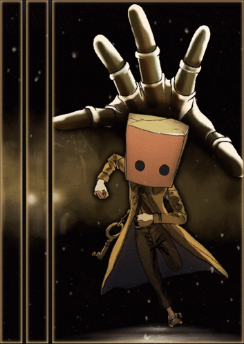 a person with a cardboard box on their head