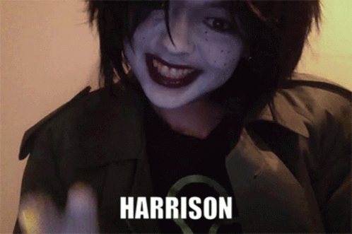 A Person With Harrison Written On Their Chest GIF