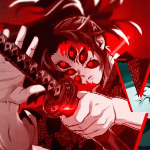A Person With Red Eyes Holding A Sword GIF