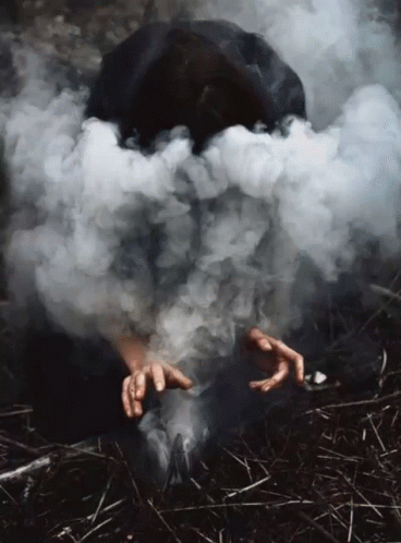 A Person With Smoke Coming Out Of Their Head GIF