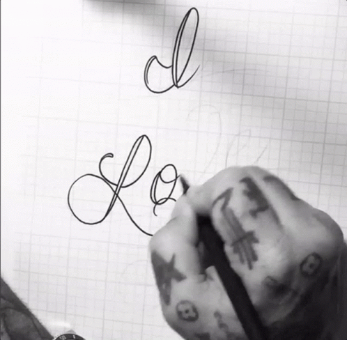 A Person With Tattoos On Their Fingers Is Writing The Word Love GIF
