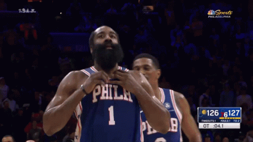 A Philadelphia Basketball Player Is Giving A Thumbs Up During A Game GIF
