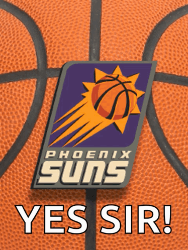 A Phoenix Suns Logo On A Basketball With The Words Yes Sir Below It GIF