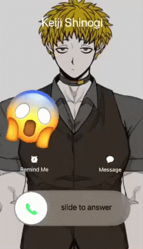 A Phone Screen Shows A Cartoon Character Named Keiji Shinogi GIF