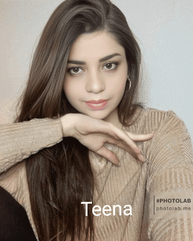A Photo Of A Girl With The Name Teena On The Bottom GIF