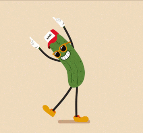 A Pickle Wearing Sunglasses And A Mvp Hat Is Dancing GIF