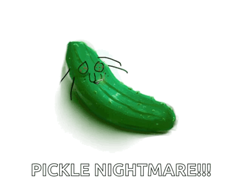 A Pickle With A Face Drawn On It And The Words Pickle Nightmare Below It GIF