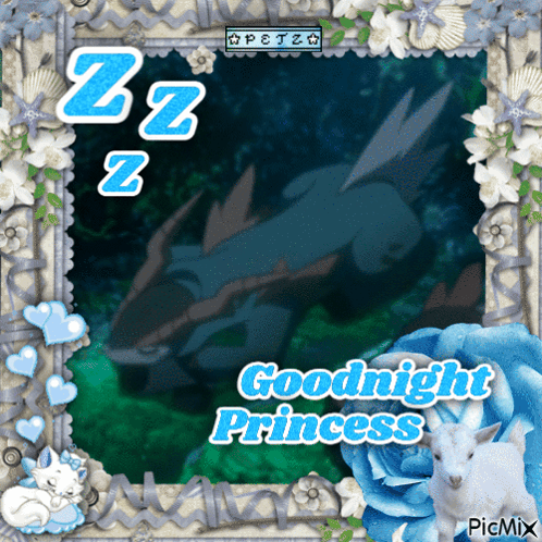 A Picture Frame With The Words Goodnight Princess Written On It GIF