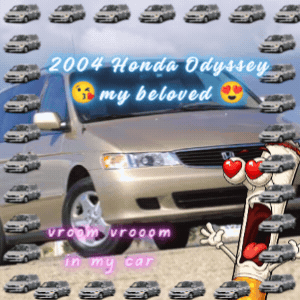 A Picture Of A 2004 Honda Odyssey Is Surrounded By Many Cars GIF