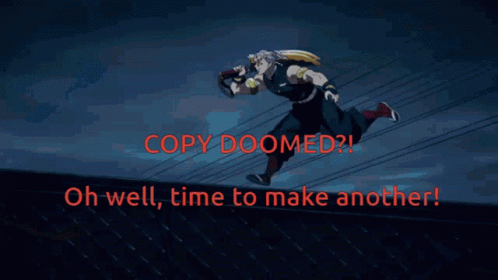 A Picture Of A Anime Character With The Words Copy Doomed GIF