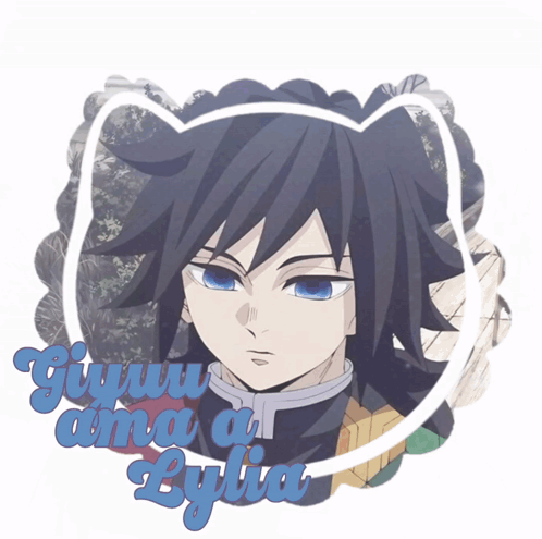 A Picture Of A Anime Character With The Words Giyuu And Lylia Written On It GIF