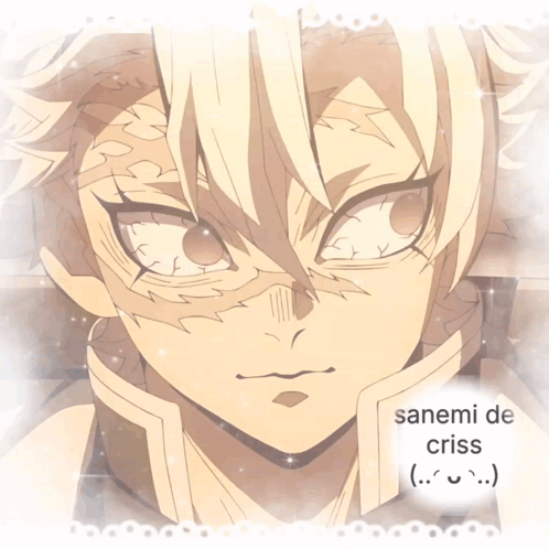 A Picture Of A Anime Character With The Words Sanemi De Criss On It GIF