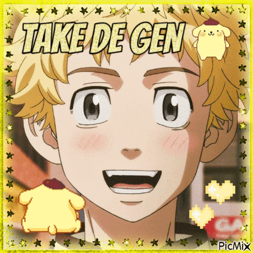 A Picture Of A Anime Character With The Words Take De Gen On It GIF