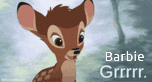 A Picture Of A Baby Deer With The Words Barbie Grrr GIF