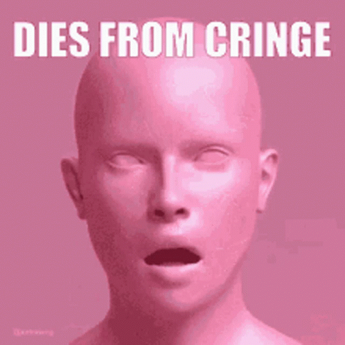 A Picture Of A Bald Head With The Words Dies From Cringe GIF